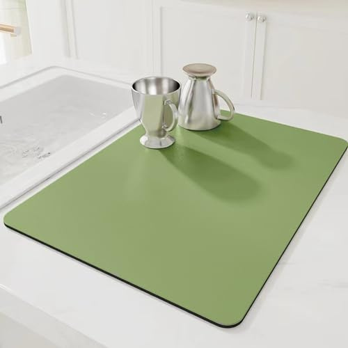AMOMYDOG Alfombrilla Escurreplatos, Súper Absorbente Alfombrilla Fregadero, Tapete Escurridor Secado Rápido, Alfombrilla Cafetera Drying Mat para Encimera Cocina (Verde, 30 x 40cm)