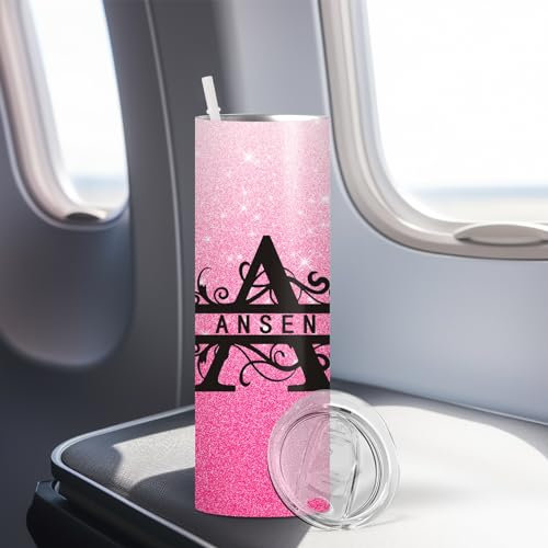 Vaso Personalizado Con Pajita, Vaso Con Nombre Personalizado, Vaso Con Monograma, Vaso Con Nombre Personalizado Para Mujeres, Vaso Con Inicial, Taza De Acero Inoxidable Con Nombre Personalizado