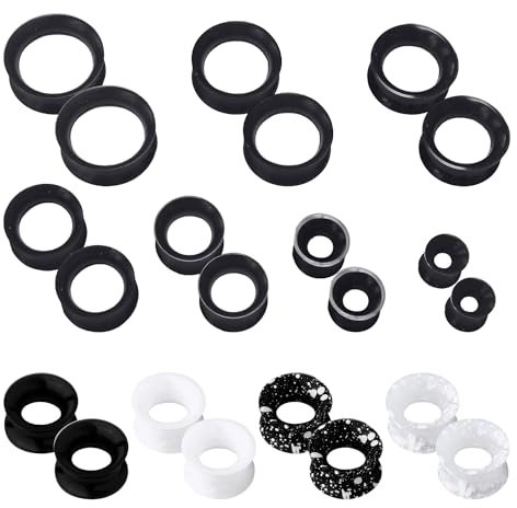 ZBHDEYG 22 Stück Ohrdilatation, Ohrpiercing-Schmuck, Silikon-Ohrdilatation, Doppelte Trompetenohrdilatation, Piercing-Ohrdilatator