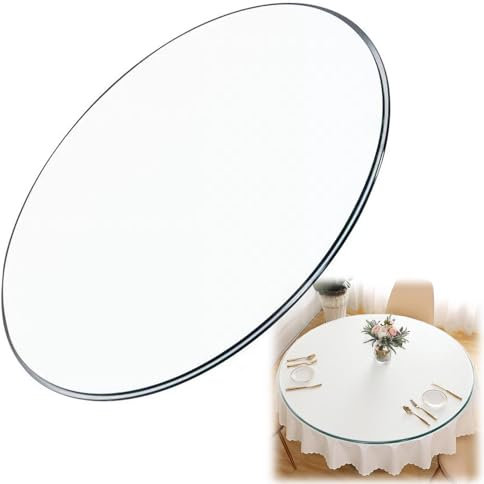 Rund Tischplatte Glasplatte Glasscheibe Rund Glasplatte Ersatzteil, Runder Esstisch Gehärtetes Glas Scheibe, Glasplättchen Rund Transparent, Für Esstisch Couchtisch Oder Gartentische(70CM(28INCH))
