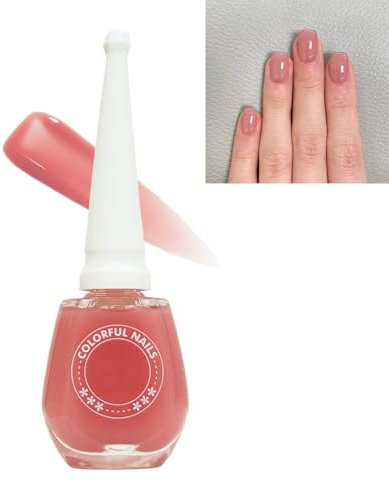 Jelly Pink Nail Polish, Translucent Peach Pink Natural Quick Dry Nail Polishes, Long Lasting No Need Cure Chip-resistant Nail Varnish, DIY Nail Art Manicure, Gift for Women & Girls