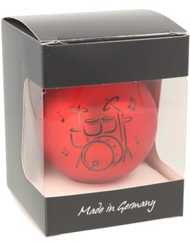 Glas-Weihnachtskugel mit Schlagzeug-Motiv, Ø ca. 8 cm (Rot matt)