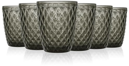 Norqvist Trinkgläser Set bunt - Gläser Set - Wassergläser farbig, Saftgläser - 6er Set 250 ml - Spülmaschinengeeignet - Modernes Design mit Mustern