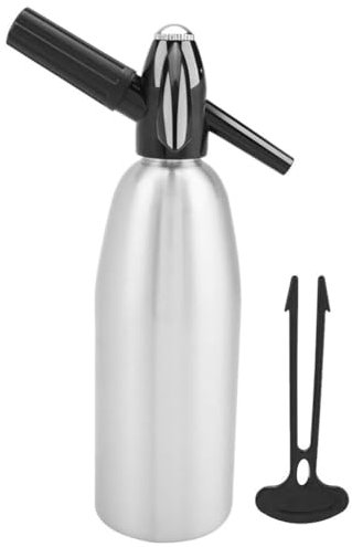 Goorvoucs Soda-Wasserflasche, 1 L, Tragbare Soda-Siphonflasche, Soda-Maker mit Druckregler für DIY-Mojitos, Cocktails, Säfte