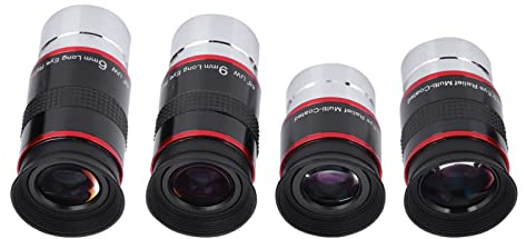 Oculaire Ultra Grand Angle de 68 Degrés, Oculaire de Télescope Grand Angle Kit d'Oculaire FMC en Alliage d'aluminium Verre Optique 1,25 Pouces Oculaire Ultra Grand Angle pour