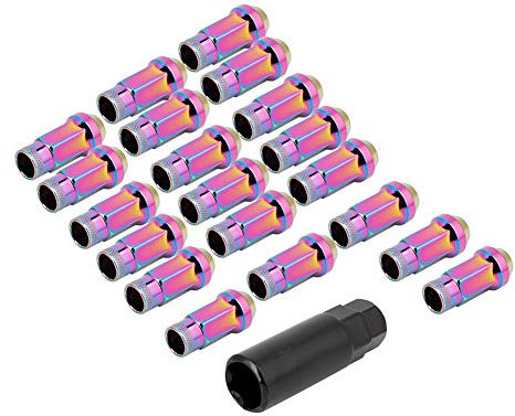 20 Pcs *1.25 N Acorn Extended Open End Racing Lug Nuts with Key Wheel Racing Lug Nuts for Reliable Wheel Replacement
