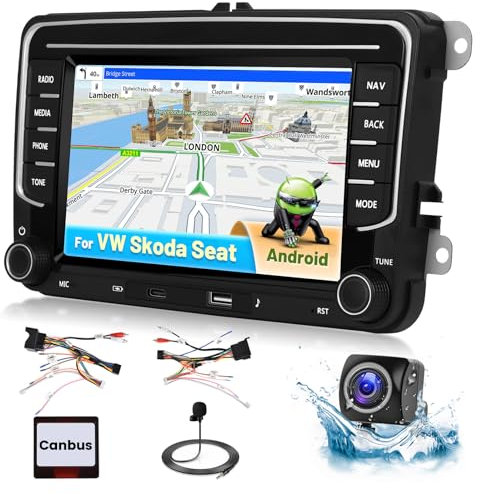 Inefala 7 Touchscreen Autoradio Android 15 per VW Polo Tiguan Touran Golf Passat Caddy Seat con MIC+Retrocamera, Stereo Auto 2DIN con GPS Radio FM/RDS WiFi GPS BT USB SWC Mirror Link