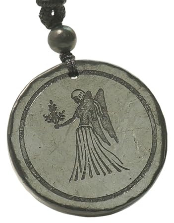 Russische Schungit-Halskette, Schutzamulett mit Edelsteinen und Sternzeichen, Schungit-Anhänger, Kristall, Heilkristalle für Frauen und Männer (Virgo (August 23 – September 22))