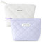 AiQInu Trousse de Toilette Voyage 2 pièces,Trousses de Maquillage en Toile, Cosmétiques à Glissière Portable, Sac de Organiseur Cosmétique Femme Beige Violet