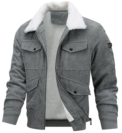 Herren GefüTtert Warme Winterjacke Ohne Kapuze Sweatjacke Fleecejacke Langarm Baumwolle Jacke Skijacke Outdoor Winddicht Jacke Verdickt Funktionsjacke Mit Stehkragen ReißVerschluss Wintermantel