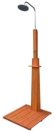 LLEZKBR Muebles select-Ducha exterior de madera de eucalipto y acero