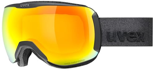 uvex downhill 2100 CV - kontrastverstärkende Skibrille mit schmalem Rahmen und extra weitem Sichtfeld für Damen und Herren - black/orange-yellow - one size