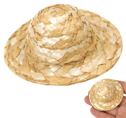 Gammaeon Chapeau de poupée en paille tressée à l'échelle 1:12 - Chapeau de bricolage miniature pour maison de poupée et modélisme (décoration DIY/accessoire de fête)