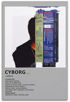 QWQEUTY Nekfeu Album Cyborg Poster, ästhetische Wandkunst, Leinwand, Vintage-Poster, dekoratives Gemälde, Wohnzimmer, Schlafzimmer, Dekoration, 20 x 30 cm, ungerahmter Stil