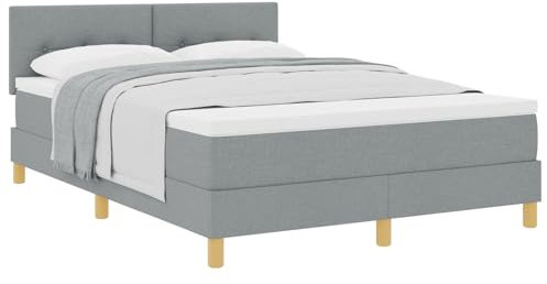 vidaXL Boxspringbett mit Matratze Hellgrau Polster 160X200 cm Stoff für Erwachsene stabile Holzbeine einfache Montage und Komfortmatratze. Bettrahmen Schlafzimmermöbel Komfortables Erwachsenenbett