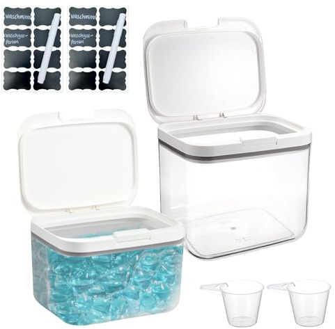 Almacenamiento de Detergente para Lavandería, 2,8L+4,5 L Contenedor de Detergente en Polvo, Envase Transparente de PET para Detergente, Recipiente para Detergente en Polvo con Tapa Hermética