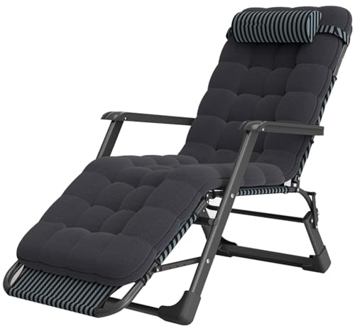Foirtoevu Klappbarer Loungesessel mit Matratze, Chaiselongue for den Außenbereich, verstellbare, klappbare Schlafliege, Liegestuhl for die Terrasse, for das Home Office(A)