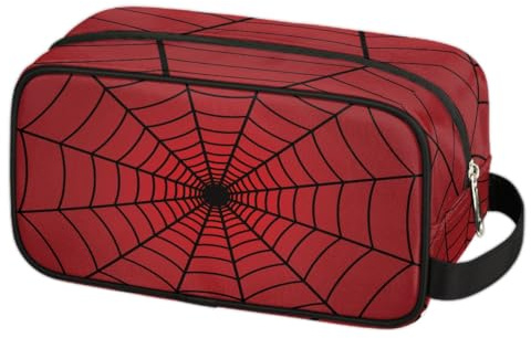 Travel Toiletry Bag for Boys Kids, Red Spider Web Waterproof Hanging Cosmetic Hygiene Bags for Men - Shave Kit with Large Capacity for Bathroom, Sports, Shower