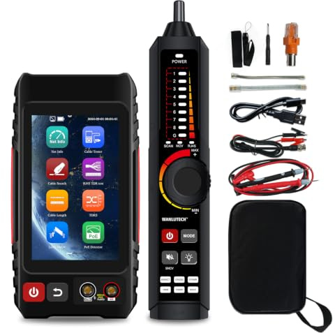 All-in-One Network Cable Tester, WANLUTECH Tone Generator with Probe Support TDR Cable Tester OPM VFL DMM PoE Check Wire Map Continuity Test Cable Tracer Video Level Meter(LT-600T)