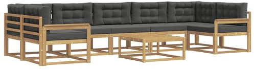 vidaXL Outdoor-Sofagarnitur mit Kissen 6 pcs Weiß und Anthrazit, Outdoor-Sofa-Set, modernes modulares Design, Akazienholz-Gartenmöbel, Flexible Patio-Lounge