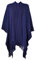 ZLYC Women's Lightweight Shawl Golden Trim Textured Knit Blanket Wrap Fringe Poncho with Contrast Trims (Navy),One Size
