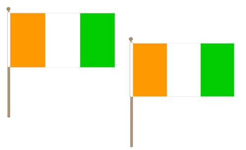 Drapeau Côte d'Ivoire 45x30cm HAMPE en bois - LOT DE 10 Drapeaux ivoirien 30 x 45 cm - AZ FLAG