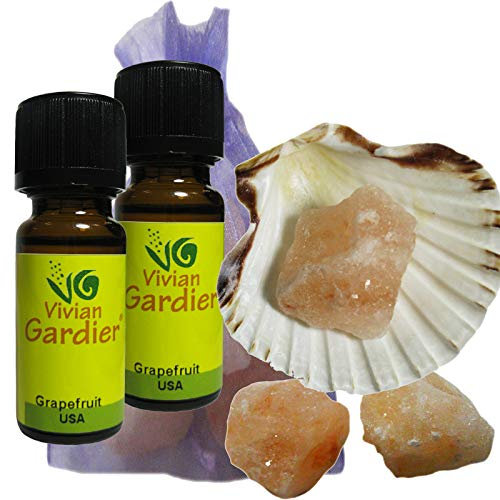 Grapefruit Pampelmuse ätherisches Öl naturrein 2 x 10ml aus kontrolliertem Anbau. 7 teiliges Aromatherapie Duft Set mit Muschel + 3 Salz Kristalle zum Beduften + Säckchen. 50013