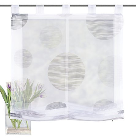 Home Fashion Schlaufenraffrollo Voile Digitaldruck Borden, Polyester, Stein, 140 x 100 cm, 1 Einheiten