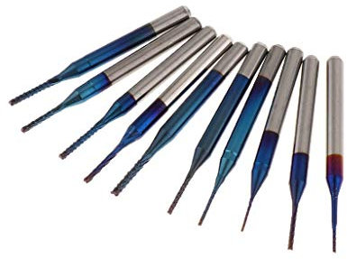 Tenlacum Lot de 10 forets de fraisage PCB CNC avec tige de 0,3 cm, 0.6-1.5mm