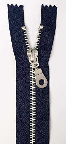 Jajasio 3 Stk. Reißverschluss Metall Aluminium nicht teilbar in 13 Farben dunkelblau 25cm Metallreißverschluss für Jacken Taschen Hose Geldböre Jeans