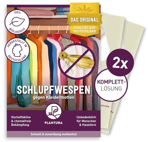 Plantura Schlupfwespen gegen Kleidermotten, 8 Karten (2 x 4 Lieferungen) | Komplett-Lösung, hochwirksame Bekämpfung mit Nützlingen, Alternative zu Mottenkugeln