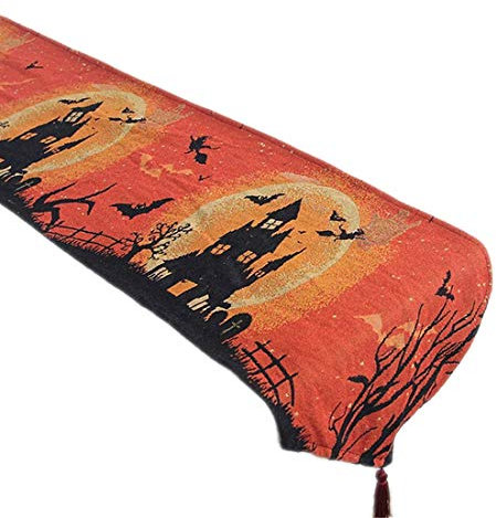 Molinter Halloween Tischläufer Tischband Baumwolle Leinen Bronzieren Tischdecke Desktop für Esszimmer Küche Dekoration 33x180cm