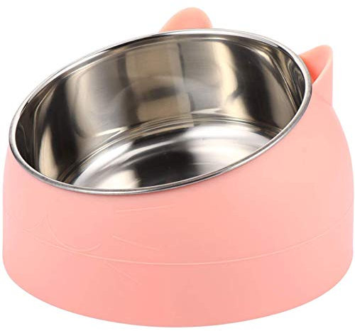 geneic Gamelle en acier inoxydable pour chat - Gamelle à eau pour chat - Multifonction - Pour nourriture et eau - Rose