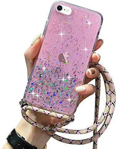 LCHULLE Handykette Handyhülle für iPhone 6,iPhone 6S Hülle mit Kordel Umhängenhülle Necklace Schutzhülle mit Band Silikon Case für iPhone 6/6S Rosa