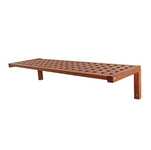 Sywlwxkq Wandregal/Gitter Bücherregal ， TV-Set-Top-Box-Rack aus Holz/Ahorn Hintergrund Wanddekoration (Farbe: Dunkelbraun, Größe: L)