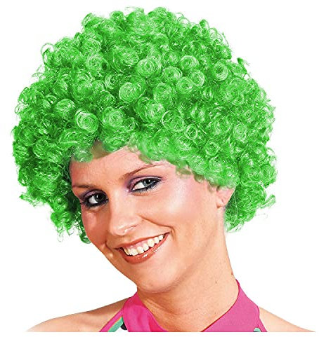 PAPSTAR NEU Perücke Unisex Clown, Afro Hair, kleine Locken, grün - mit Haarnetz