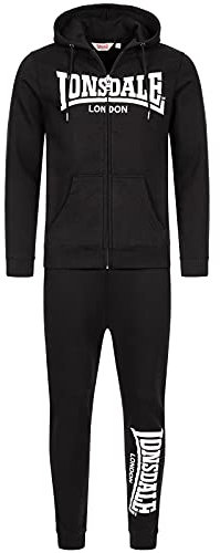Lonsdale Men's Feeny Trainingsanzug mit Kapuze, Black/White, 3XL