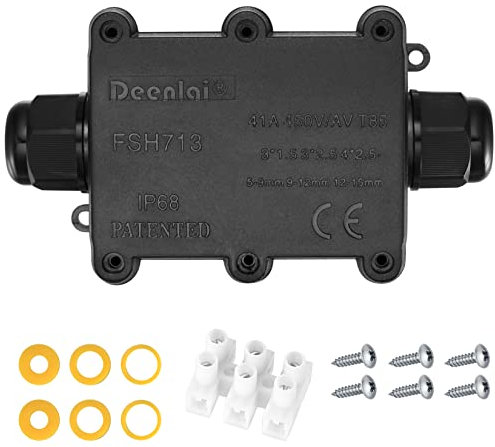 IP68 wasserdichte Abzweigdose, 2 Wege Kabelverbinder, externe Verteilerdose Außen, Leitung M20 Kabelbox Drahtverbinder Drahtbereich 5-15 mm Klemmen Wasserdicht