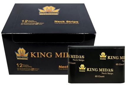 King Midas Empire Nackenstreifen, professionelle Stretch-Papierbänder für Friseursalon, Haarschneiden und Stylen, Schwarz, 12 Stück
