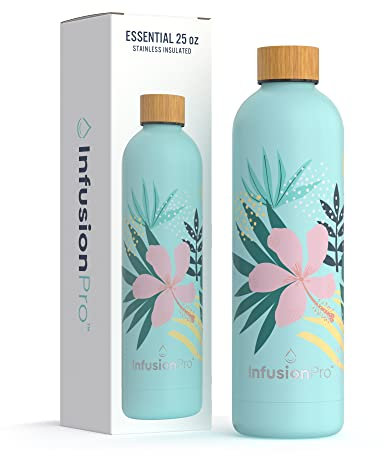 Infusion Pro Water Bottle Vacuum Insulated (25 oz) Stainless Steel : Standard Mouth : Cold or Hot for Hours, No Condensation : Unique Gift Idea