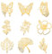 OLYCRAFT 9 Stück Orgonite Aufkleber Schmetterling Aufkleber Blumenblatt Aufkleber Selbstklebende Goldene Messing Aufkleber für Sammelalben DIY Harz Handwerk Telefon Wasserflasche Dekor – 4x4cm