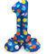 Folat 64781 Luftballon Geburtstag Stehender Ziffer Zahl 1 Colorful Dots Blau mit farbigen Punkten 41 cm - Decoration Geburtstagdeko, Ballon Zahl, Kein Helium erforderlich