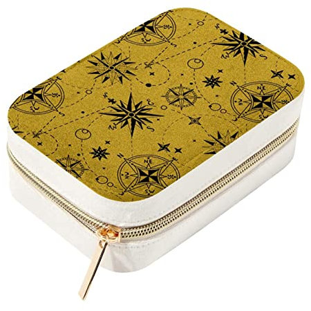 Wind Rose Compass Travel Jewelry Box Small Organizer Storage Holder Boxes for Women Girls
