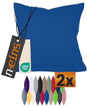 npluseins Doppelpack Baumwoll-Kissenbezüge - Moderne Wohndekoration in schlichtem Design 317.361, 40 x 15 cm, blau