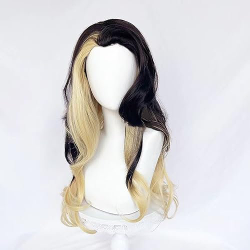 NEZIH Wig Anime Cosplay Coven Ahri Cosplay Perücke Lila und Braun Lockige Synthetik Perücke Hitzebeständig Kunsthaar Mit Perückenkappe Dekorative Accessoires