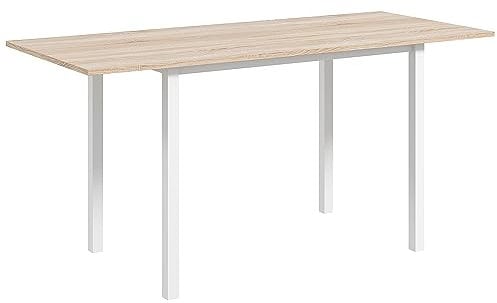 HOMCOM Mesa de Comedor Extensible para 4-6 Personas Mesa de Cocina Moderna con Patas de Acero para Salón Comedor 160x70x76 cm Madera Natural