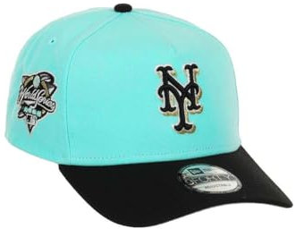 New Era New York Mets MLB World Series 2000 Sidepatch Coowperston Mint Black 9Forty A-Frame Snapback Cap - One-Size