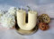 U-Form Kerze, handmade, weiss, geriffelt, 8cm Wohndeko