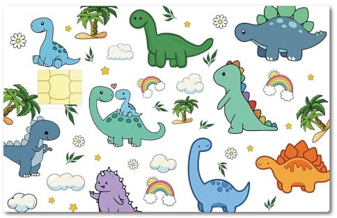 CREATCABIN Karten-Skin-Aufkleber,Dinosaurier-Debit-Kreditkarten-Skins,Personalisierende Bankkarten-Schutzhülle,Abnehmbare Folie,Wasserfest,Kratzfest,Für Den Transport,Schlüsselkarte,186x137mm