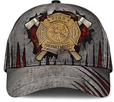 Chapeau De Baseball Extérieur Casquette De Baseball Femme Les Loisirs Casquette Unisexe Pompier Fer Pompiers Badge Hache Unique Idée Cadeau Gris Rouge